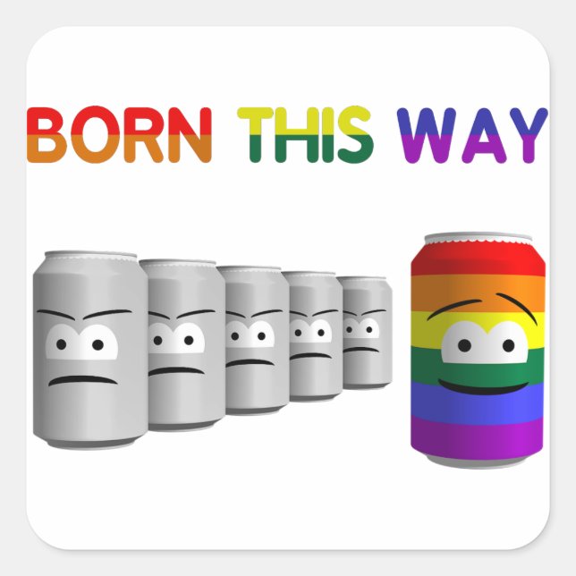 Born This Way LGBT Rainbow Stripe Square Sticker (Front)