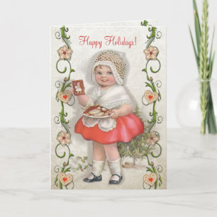 Born to Bake Vintage Girl - Customise Holiday Card