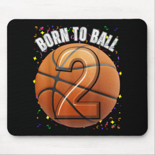 Born To Basketball 2nd Birthday Two Girls Boy Kid Mouse Pad