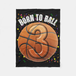Born To Basketball 3rd Birthday Three Girls Boy Ki Fleece Blanket