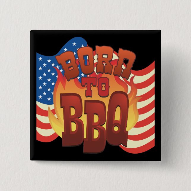 Born to BBQ 15 Cm Square Badge (Front)