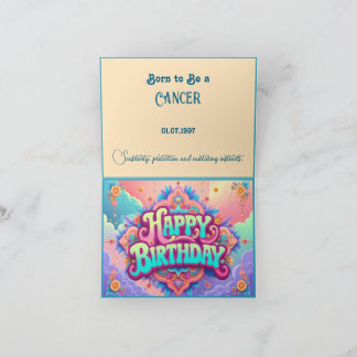 Born to be a Cancer for birthday Card