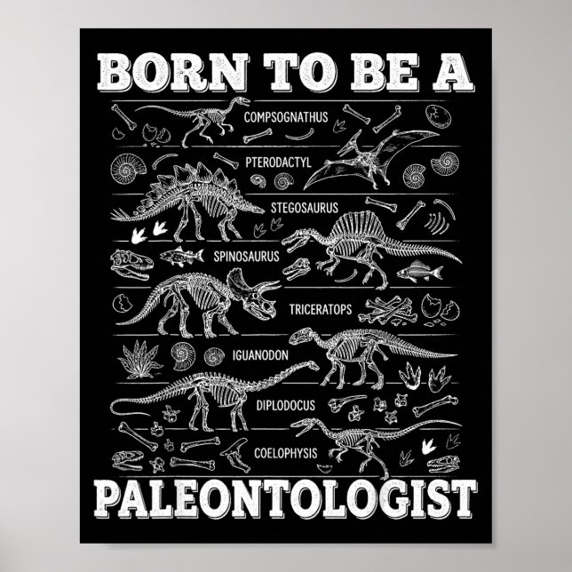 Born To Be A Paleontologist Dinosaur Funny Chart S (Front)