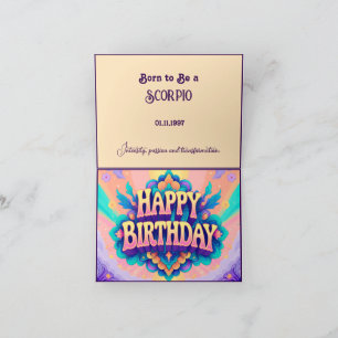 Born to be a Scorpio for birthday Card