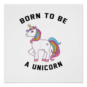 Born to Be A Unicorn T-Shirt_ Vintage Cute Lovely Poster