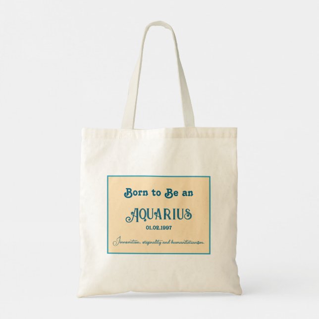 Born to be an Aquarius Tote Bag (Back)
