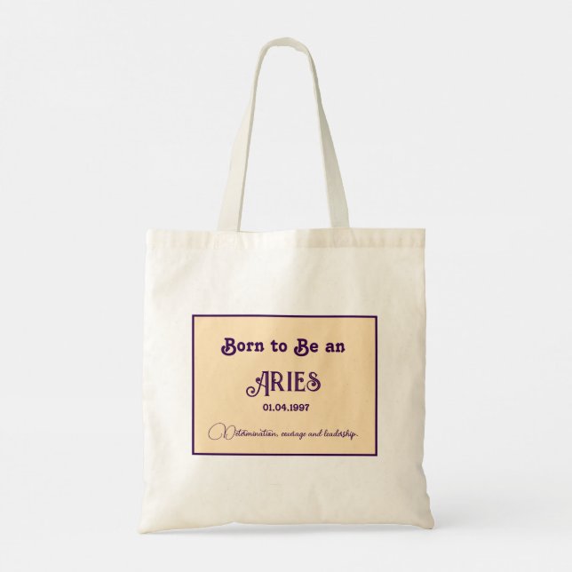 Born to be an Aries Tote Bag (Back)