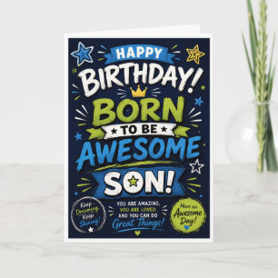 Born to Be Awesome Son Birthday Card