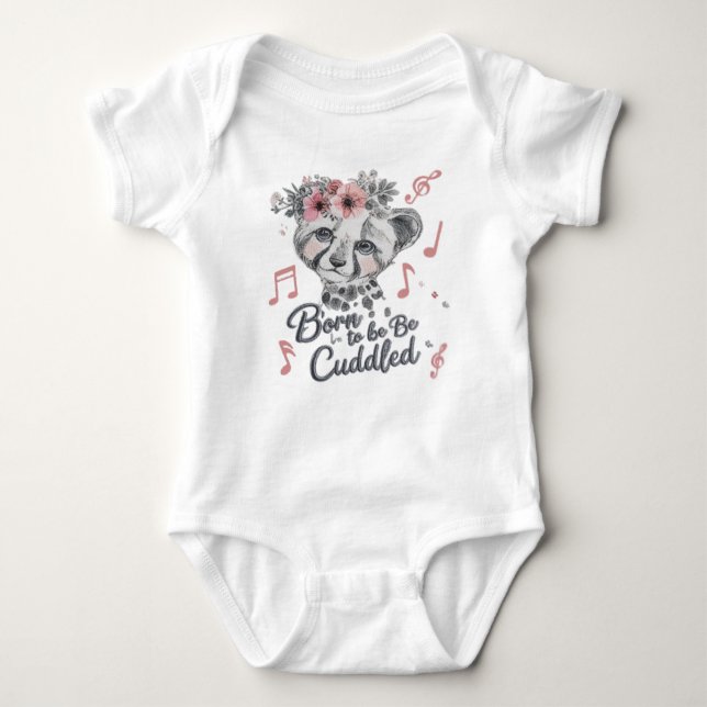 Born to Be Cuddled 🐘💪✨ Baby Bodysuit (Front)