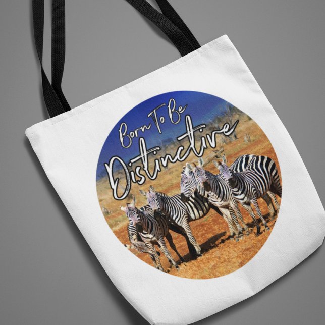 "Born To Be Distinctive" Zebra Art Tote Bag (Creator Uploaded)