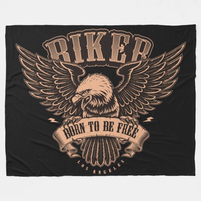 Born to be free biker fleece blanket (Front (Horizontal))