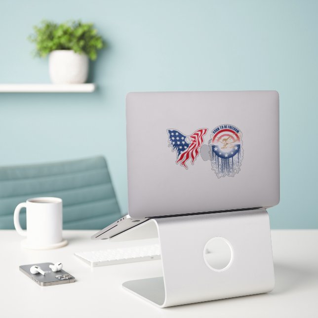Born to be Freedom | 6"x 6"- Glossy Transparent (Laptop On Desk)