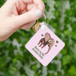 Born to Be Jumbo Cute Baby Elephant Custom Key Ring