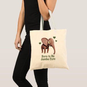 Born to Be Jumbo Cute Baby Elephant Custom Tote Bag