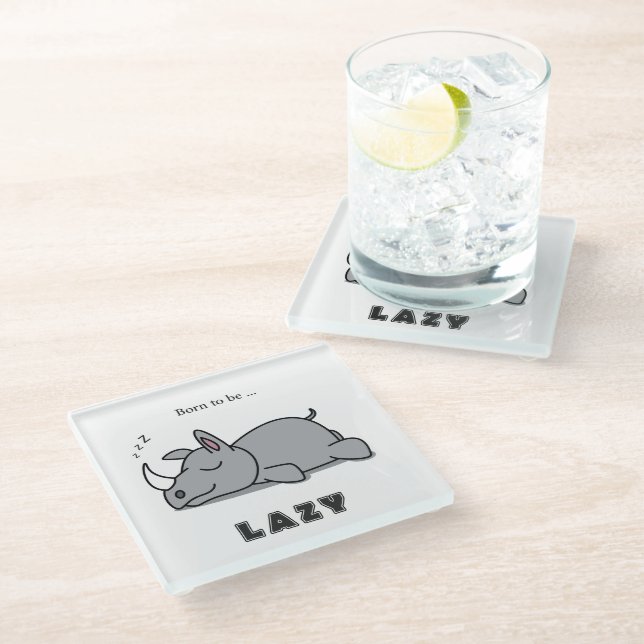 Born to be lazy glass coaster (Angled)