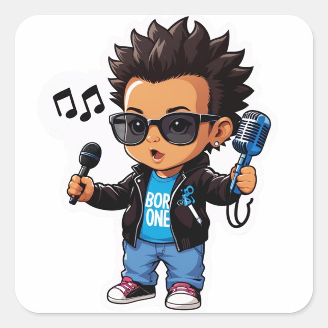 Born to Be One – Rockstar Baby's Big Debut Square Sticker (Front)