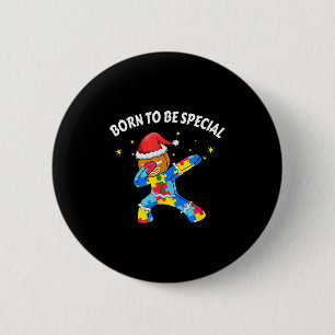 Born To Be Special Dabbing Gingerbread Man Christm 6 Cm Round Badge