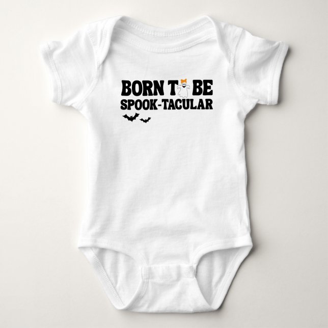 Born To Be Spooktacular Halloween Baby Shower Baby Bodysuit (Front)
