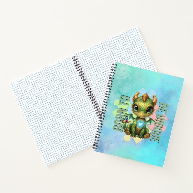 Born to Be Unique Cute Dragon Autism Awareness Notebook (Inside)