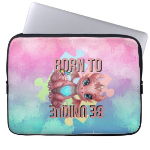 Born to Be Unique Cute Pink Dragon– Inspirational Laptop Sleeve