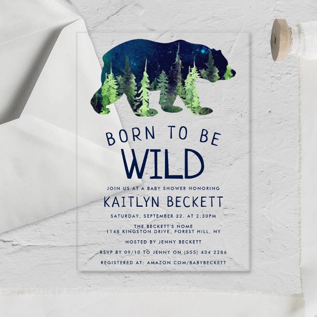 Born To Be Wild Baby Shower Acrylic Invitations (Creator Uploaded)