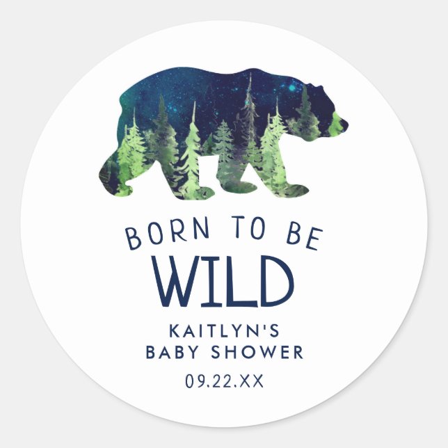 Born To Be Wild Baby Shower Classic Round Sticker (Front)