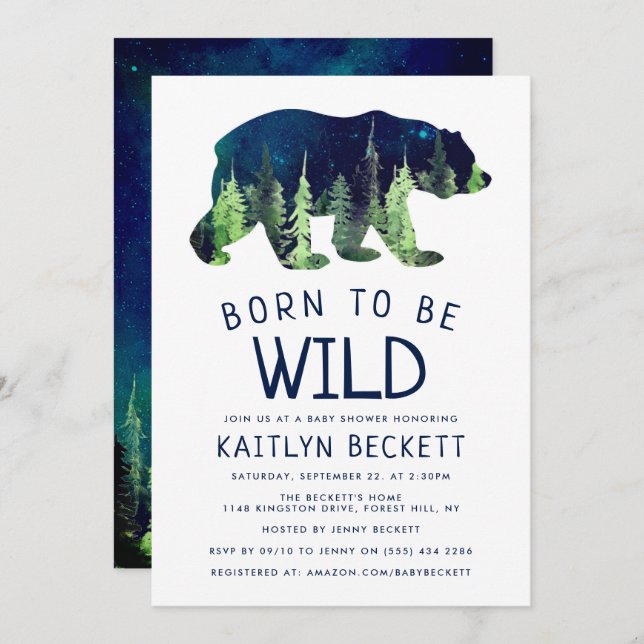 Born To Be Wild Baby Shower Invitation (Front/Back)
