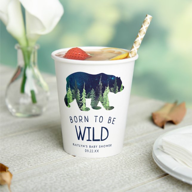 Born To Be Wild Baby Shower Paper Cups (Insitu)