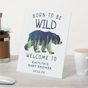 Born To Be Wild Baby Shower Welcome Pedestal Sign
