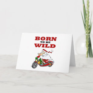 Born to Be Wild Biker Santa Holiday Card
