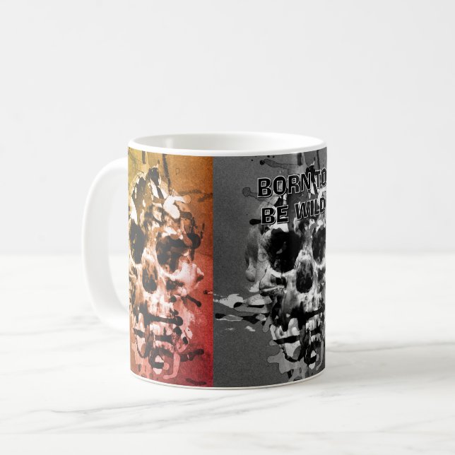 Born to be Wild. Distressed skull  Coffee Mug (Front Left)