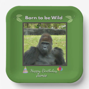 Born to be Wild Gorilla Birthday Design Paper Plate