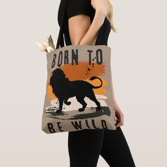 Born to be wild Lion Animal Tote Bag (Close Up)