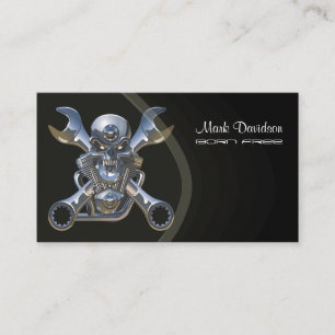 Born to be wild, Motorcycle wrench + skull Business Card