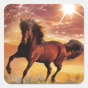 Born To Be Wild Running Spirit Horse Square Sticker