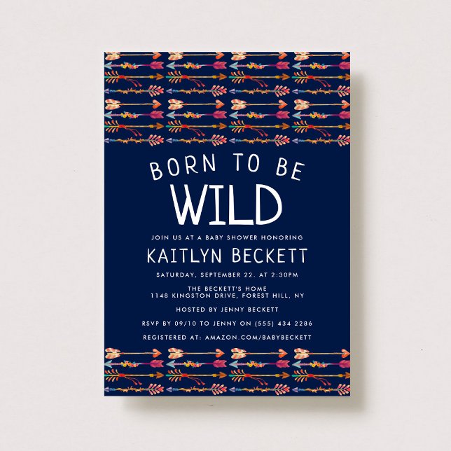 Born To Be Wild Tribal Boho Arrows Baby Shower Invitation (Creator Uploaded)