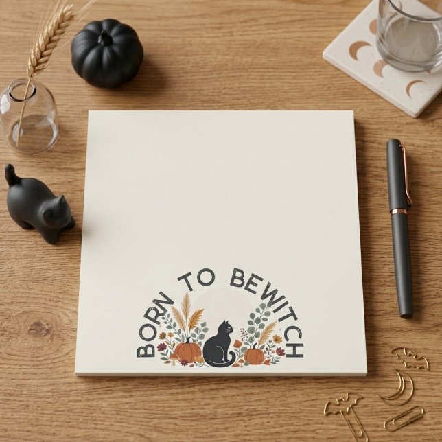 Born to Bewitch Black Cat Halloween Pumpkins Fall Notepad (Born to Bewitch Black Cat Halloween Pumpkins Fall Notepad)