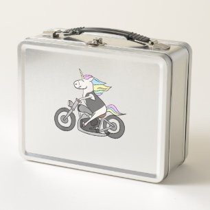 Born To Bike Unicorn I Motorcycle Fan Biker Fun T- Metal Lunch Box