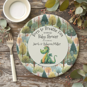 Born to Breathe Fire Baby Shower Paper Plate