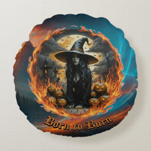 Born to Burn Witch Throw Pillow