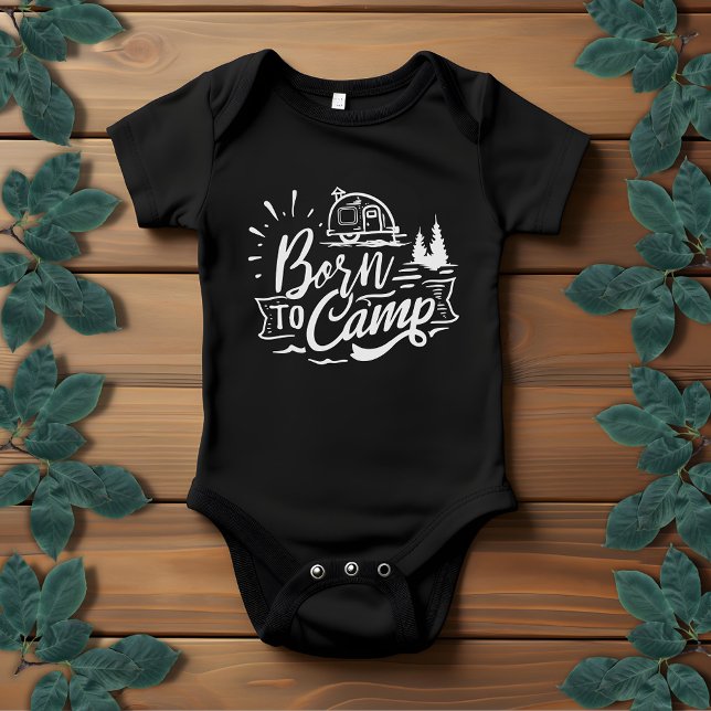 Born to Camp Typography Unisex | Light Grey Baby Bodysuit (Creator Uploaded)