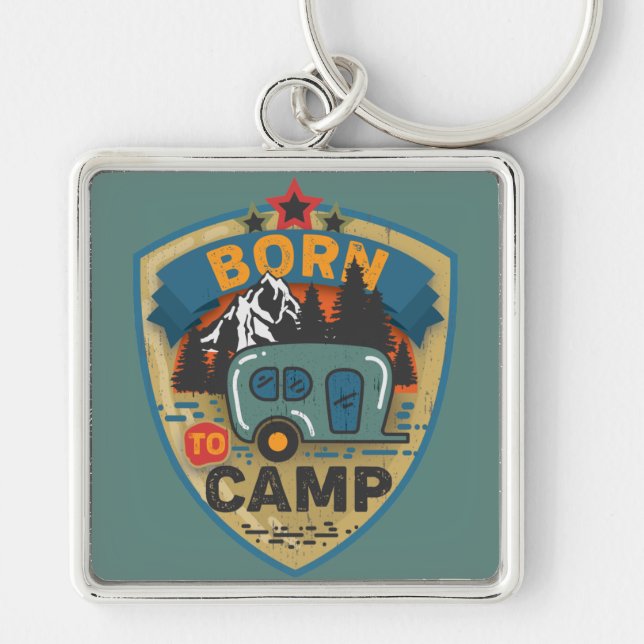 Born to Camp Word Art Large   Key Ring (Front)