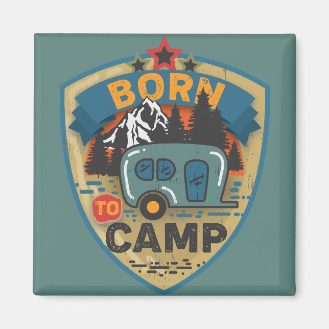 Born to Camp Word Art Large  Magnet (Front)