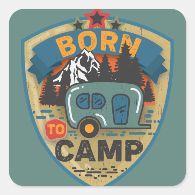 Born to Camp Word Art  Square Sticker (Front)