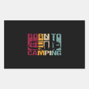 Born to Camping Caravan Retro Style for Camper Rectangular Sticker
