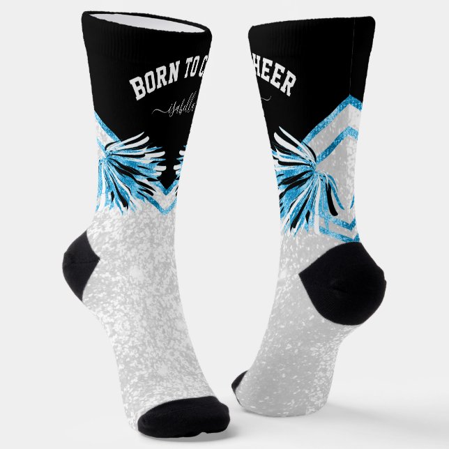 Born to Cheer / Dance - Baby Blue Socks (Angled)