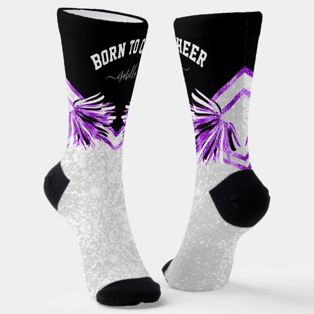 Born to Cheer / Dance - Purple Socks (Angled)