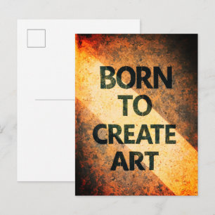 Born to Create Art Motivational Quote Textured Wal Postcard