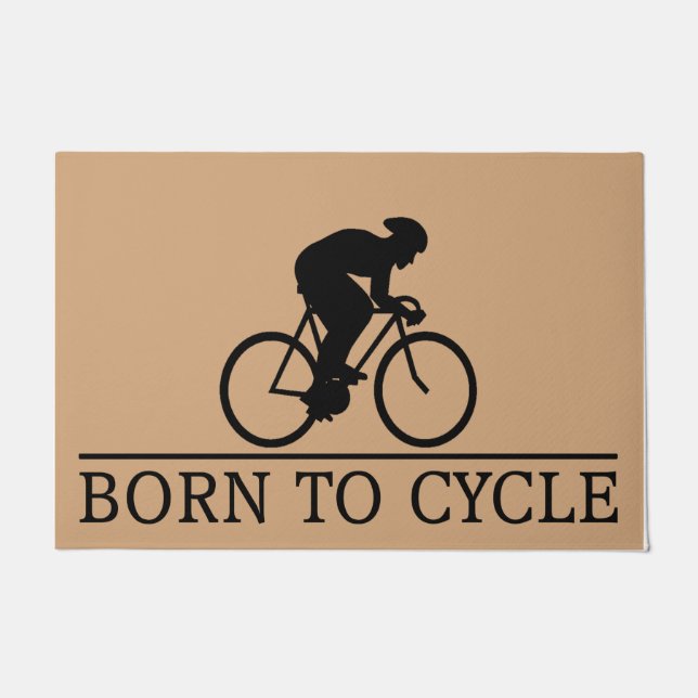  Born To Cycle Mat, Gift For Cyclist  Doormat (Front)