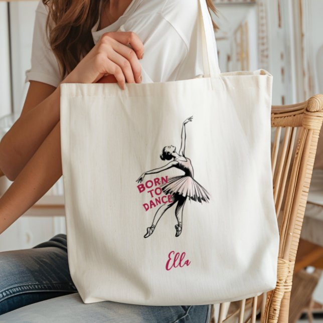 Born to Dance Ballerina, Ballet Dancer Tote Bag (Creator Uploaded)